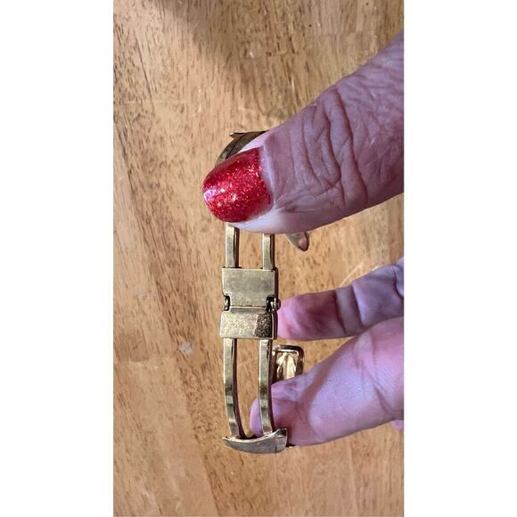 Karatclad by Bell Vintage Gold Tone Bracelet Jade Stone - Picture 10 of 13